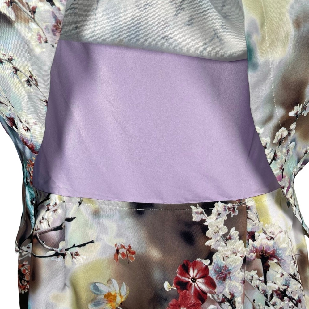 Nicole‎ Miller Dress 14 Cherry Blossom Watercolor Floral Art to Wear Open Back - Picture 6 of 13